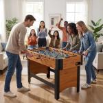Goplus Foosball Table, 47" Competition Full Size Soccer Game Table with 22 Players, 2 Balls, Home Arcade Football Table Set for Adults, Family Nights, Game Rooms, Parties (Natural)