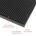 Bonsicoky Silicone Bar Mat Set of 2, 6" x 12" Bar Service Spill Mat, Non-Slip Waterproof Cocktail Bartender Cup Drying Mats for Bar Countertop - Black