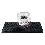 Bonsicoky Silicone Bar Mat Set of 2, 6" x 12" Bar Service Spill Mat, Non-Slip Waterproof Cocktail Bartender Cup Drying Mats for Bar Countertop - Black