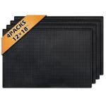 Pesilo 4 Pcs Bar Mats for Countertop 18 x 12 Inch, Black Rubber Non Slip Drying Mats for Bars, Durable Cocktail Service Spill Mats for Bartending Coffee Bar Restaurant Accessories for Home Kitchen