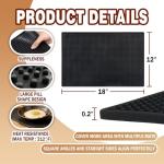 Pesilo 4 Pcs Bar Mats for Countertop 18 x 12 Inch, Black Rubber Non Slip Drying Mats for Bars, Durable Cocktail Service Spill Mats for Bartending Coffee Bar Restaurant Accessories for Home Kitchen