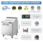 kalifon 27" W 1 Door Refrigerator Sandwich Salad Prep Table Commercial Stainless Steel Fan Cooling Refrigerator with Cutting Board, 1 Shelves & 12 Pans for Restaurant, Bar, Shop-7.4 Cu.ft