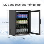 20 Inch Beverage Refrigerator with Lock, 120 Can Capacity