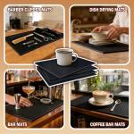 Pesilo 4 Pcs Bar Mats for Countertop 18 x 12 Inch, Black Rubber Non Slip Drying Mats for Bars, Durable Cocktail Service Spill Mats for Bartending Coffee Bar Restaurant Accessories for Home Kitchen