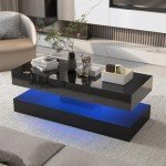 High Glossy LED Coffee Table for Man Cave