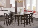 East West Furniture FAIR9-CAP-W 9 Piece Counter Height Pub Set Includes a Square Dining Table with Pedestal and 8 Kitchen Dining Chairs, 54x54 Inch, Cappuccino