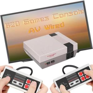 Retro Game Console with 620 Built-in Video Games,Classic Mini Game System with Wired Controller, AV Output Plug and Play Video Games (Grey)