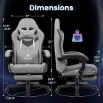 N-GEN GAMING Video Gaming Chair with Footrest Lumbar Support for Home Office High Back Recliner Height Adjustable Ergonomic Comfy Fabric Computer Desk Chair (Grey)