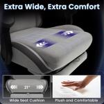 N-GEN GAMING Video Gaming Chair with Footrest Lumbar Support for Home Office High Back Recliner Height Adjustable Ergonomic Comfy Fabric Computer Desk Chair (Grey)