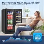 Tylza 24 Inch Wine and Beverage Refrigerator, Dual Zone Wine Beverage Cooler 24" with French Door, Under Counter Wine Beer Fridge Built-In or Freestanding, Holds 20 Bottles and 88 Cans, Black