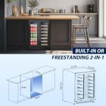 Tylza 24 Inch Wine and Beverage Refrigerator, Dual Zone Wine Beverage Cooler 24" with French Door, Under Counter Wine Beer Fridge Built-In or Freestanding, Holds 20 Bottles and 88 Cans, Black