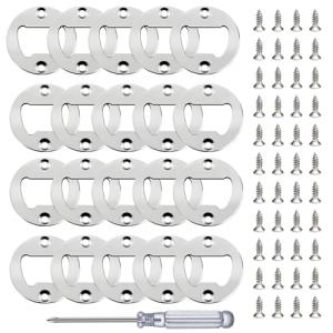 Bottle Opener Insert - 20 Sets Stainless Steel Inserts Kit with Screws Screwdriver for DIY Resin Mould Kit Hardware Parts Supply(Silver)
