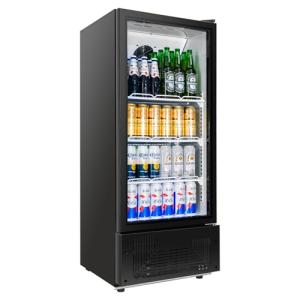 BINGERMA 6.5 Cu.Ft Commercial Beverage Refrigerator Glass Door Upright Drink Cooler Display Fridge with Adjustable Shelves and LED Light for Restaurant Bar Store Office