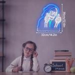 STAY POSITIVE Neon Sign Wall Decor, Motivational Skeleton‌ Lights up, Inspirational LED Sign Halloween Party Decorations for Man Beer Bar Man Cave Pub Garage Workshop