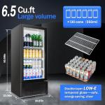 BINGERMA 6.5 Cu.Ft Commercial Beverage Refrigerator Glass Door Upright Drink Cooler Display Fridge with Adjustable Shelves and LED Light for Restaurant Bar Store Office
