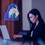 STAY POSITIVE Neon Sign Wall Decor, Motivational Skeleton‌ Lights up, Inspirational LED Sign Halloween Party Decorations for Man Beer Bar Man Cave Pub Garage Workshop