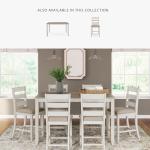 Signature Design by Ashley Skempton Modern Farmhouse Counter Height Dining Table and Upholstered Bar Stools, Set of 7, White & Light Brown