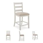 Signature Design by Ashley Skempton Modern Farmhouse Counter Height Dining Table and Upholstered Bar Stools, Set of 7, White & Light Brown