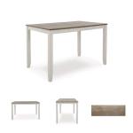 Signature Design by Ashley Skempton Modern Farmhouse Counter Height Dining Table and Upholstered Bar Stools, Set of 7, White & Light Brown