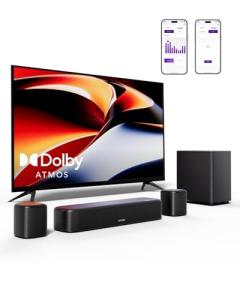 ULTIMEA 5.1ch Sound Bar with Dolby Atmos, Surround Sound System for TV, App Control, Home Theater Sound System, TV Soundbar with Subwoofer, 2 Surround Speakers, HDMI eARC/Opt/AUX/BT, Aura A50 Pro