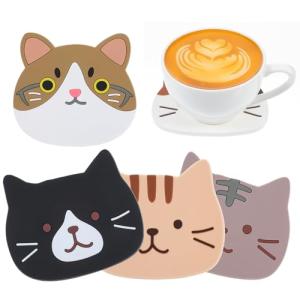 4PCS Funny Cat Coasters for Drinks, Cute Cat Cup Holder, Small Silicone Coasters for Coffee Table Dinning Room Decorations Non Slip Hot Pads for Beverage Drink Tea Home Wedding Gift Idea Colorful