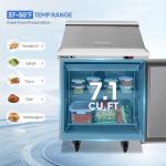 ROVSUN 27" W Sandwich Salad Prep Table Refrigerator ETL NSF, 7.1 Cu.Ft Commercial Refrigerator Salad Bar Stainless Steel w/12 Pans Cutting Board Lockable Wheels Front Door for Restaurant