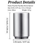 Premium Beer Bottle Opener (Silver), 1 PC Stainless Steel Automatic Push Down No Damage Quick to Open Small Portable Bottle Cap Openers for Home Bars Picnic Camping Hiking