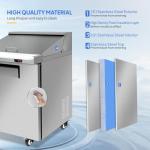 ROVSUN 27" W Sandwich Salad Prep Table Refrigerator ETL NSF, 7.1 Cu.Ft Commercial Refrigerator Salad Bar Stainless Steel w/12 Pans Cutting Board Lockable Wheels Front Door for Restaurant