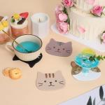 4PCS Funny Cat Coasters for Drinks, Cute Cat Cup Holder, Small Silicone Coasters for Coffee Table Dinning Room Decorations Non Slip Hot Pads for Beverage Drink Tea Home Wedding Gift Idea Colorful
