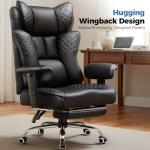 GTRACING Big and Tall Office Chair 400LBS Wide Ergonomic Gaming Chair with Deluxe Embossing Designed Leather with Foot Rest,150°Reclining Adjustable Soft Armrests Pocket Spring Back Support and Pillow