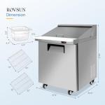 ROVSUN 27" W Sandwich Salad Prep Table Refrigerator ETL NSF, 7.1 Cu.Ft Commercial Refrigerator Salad Bar Stainless Steel w/12 Pans Cutting Board Lockable Wheels Front Door for Restaurant