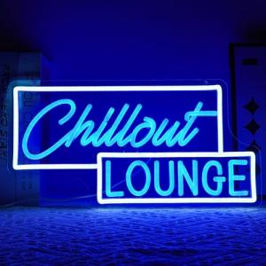 Virlusy Chillout Lounge Neon Sign for Wall Decor Dimmable Chill Led Light Signs Blue Letters Neon Light for Bar Bedroom Cafe Game Room Man Cave Club Decoration
