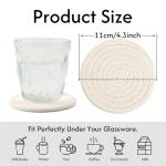 Coasters Set of 4 for Drinks, Cotton Woven 4 Colors Absorbent Boho Coasters for Home Decor Cups - Hot or Cold Drink Thickened (White)