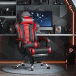 Yaheetech Gaming Chair, Video Game Chair with Massage Lumbar Support and Footrest Height Adjustable Ergonomic Computer Chair with Swivel Seat and Headrest, Black/Red