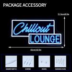 Virlusy Chillout Lounge Neon Sign for Wall Decor Dimmable Chill Led Light Signs Blue Letters Neon Light for Bar Bedroom Cafe Game Room Man Cave Club Decoration
