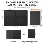 4-in-1 Bar Mat Home Bar Accessories, Multi-Purpose Cocktail Mat with Cutting Board for Bartending ect, 18.11" x 11.8" for Bar, Outdoor Camping, Home Bar Mat