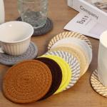 Coasters Set of 4 for Drinks, Cotton Woven 4 Colors Absorbent Boho Coasters for Home Decor Cups - Hot or Cold Drink Thickened (White)