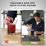 4-in-1 Bar Mat Home Bar Accessories, Multi-Purpose Cocktail Mat with Cutting Board for Bartending ect, 18.11" x 11.8" for Bar, Outdoor Camping, Home Bar Mat