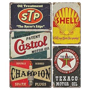 Vintage Garage Wall Decor Set - 5 Retro Signs