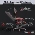 Yaheetech Gaming Chair, Video Game Chair with Massage Lumbar Support and Footrest Height Adjustable Ergonomic Computer Chair with Swivel Seat and Headrest, Black/Red