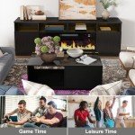 LED Black Coffee Table with Storage Drawer