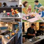 4-in-1 Bar Mat Home Bar Accessories, Multi-Purpose Cocktail Mat with Cutting Board for Bartending ect, 18.11" x 11.8" for Bar, Outdoor Camping, Home Bar Mat