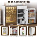 White Kitchen Pantry Cabinet with Fridge Space - Farmhouse Coffee Bar Hutch with Outlet & Led, 73.2'' Tall Kitchen Pantry with Hooks & Shelf Guardrails, Microwave Pantry Cabinets for Kitchen (White)