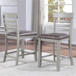 BOWERY HILL Transitional Stone Gray and Charcoal Wood 7-Piece Dining Room Table Set for 6
