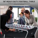 Foosball Table, 58" Competition Sized Soccer Table Game, Heavy Duty Arcade Game Table with 2 Balls for Adult, Teens, Home, Indoor Game Room Sport (Black)