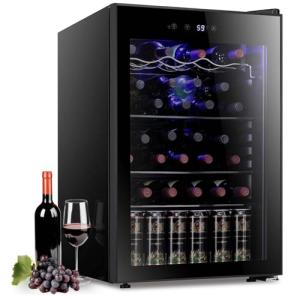 Antarctic Star 36 Bottle Wine Cooler Beverage Refrigerator Small Mini Wine Cellar Beer Soda Bar Fridge Quiet Operation Compressor Adjust Temperature Freestanding Black, 4.4 Cu. Ft