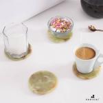 Marble Coasters Set of 6 Green Onyx 3.5 Inch Round Coaster for Drinks with Holder, Drink Coaster for Tabletop & Coffee Table Decor, Ideal Home Decor