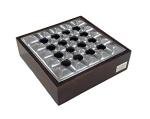 Prestige Import Group Rockford Smokin Ash Square Grid Tabletop Ashtray - Polished Cast Aluminum Tray with Mango Wood Base
