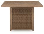 Signature Design by Ashley Walton Bridge Casual Outdoor Bar Table with Fire Pit and Storage, Light Brown
