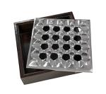 Prestige Import Group Rockford Smokin Ash Square Grid Tabletop Ashtray - Polished Cast Aluminum Tray with Mango Wood Base